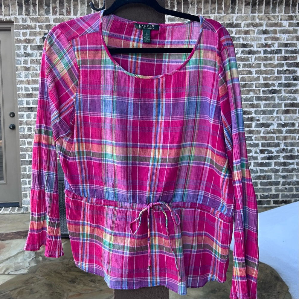 Lauren by Ralph Lauren Pink Plaid Blouse